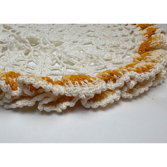 Handmade Crochet Lace Doily White & Yellow Gradient 13" Table Décor Vintage Char - Picture 3 of 15